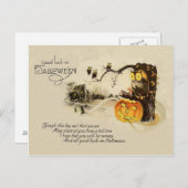 Uil Jack O' Lantaarn Pompoen Boom Briefkaart (Voorkant / Achterkant)