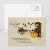 Uil Jack O' Lantern Pompoen Boom Briefkaart (Voorkant / Achterkant)