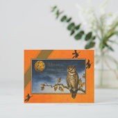 Uil Jack O Lantern Pompoen Briefkaart (Staand voorkant)