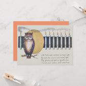 Uil kaarsen Volle Maan  Halloween Kaart (Voorkant / Achterkant in situ)