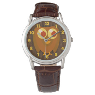Uil Keep Time Leuke Vogelplezier Cartoon Kunst Horloge
