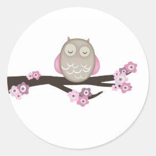 Uil & Kersenbloesem {Roze}   STICKERS