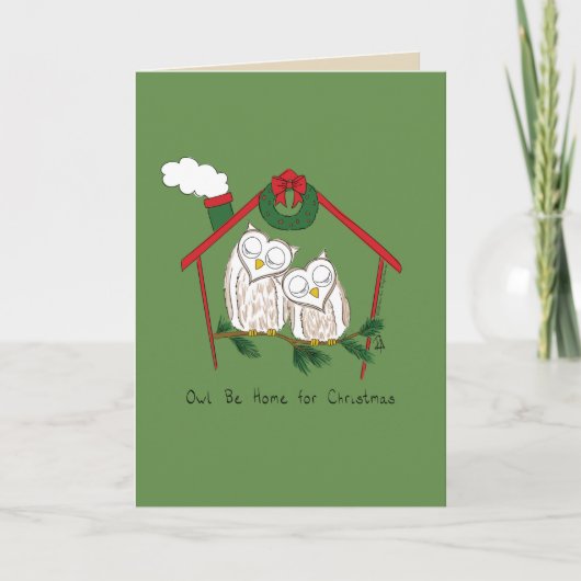 Uil Kerst Cute Grappige Feestdag Kaart (Voorkant)