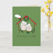 Uil Kerst Cute Grappige Feestdag Kaart (Gele Bloem)