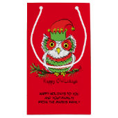 Uil Kerst Cute Grappige Feestdagen Klein Cadeauzakje (Achterkant)