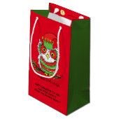 Uil Kerst Cute Grappige Feestdagen Klein Cadeauzakje (Achterkant Gekanteld)