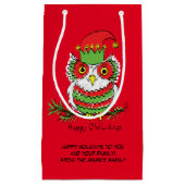 Uil Kerst Cute Grappige Feestdagen Klein Cadeauzakje (Voorkant)