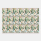 Uil Kerst Inpakpapier Plat Vel Set van 3 (Voorkant)