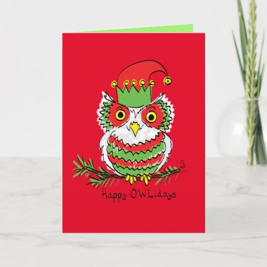 Uil Kerst Mooie Grappige Feestdagen Kaart (Voorkant)