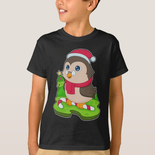 Uil Kerstmis Candy Cane T-shirt (Voorkant)