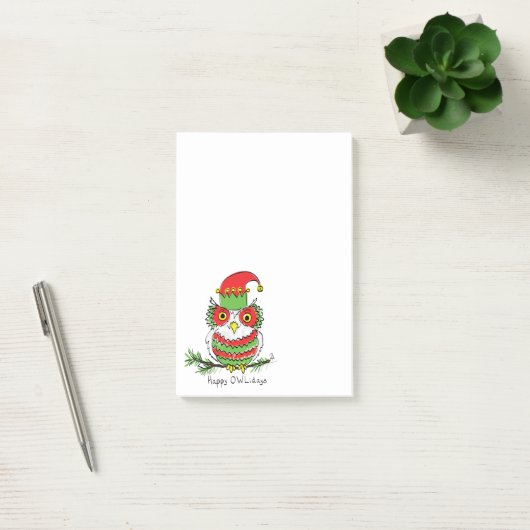 Uil Kerstmis Grappige Cartoon Post-it® Notes (Kantoor)