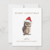 Uil Kerstmis Groet Feestdagenkaart (Voorkant)