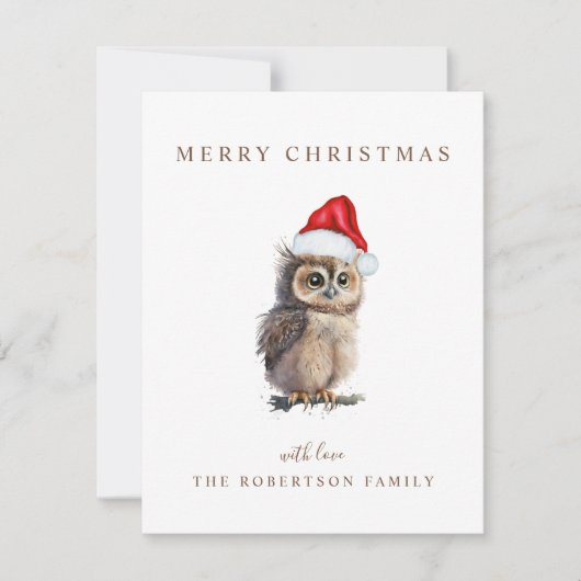Uil Kerstmis Groet Feestdagenkaart (Voorkant)