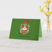 Uil Kerstmis Kaart (Gele Bloem)