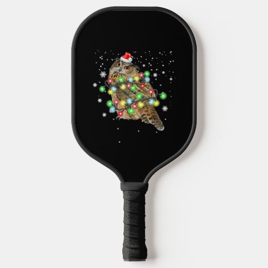 Uil Kerstverlichting Grappige Xmas Uil Liefhebber  Pickleball Paddle (Voorkant)