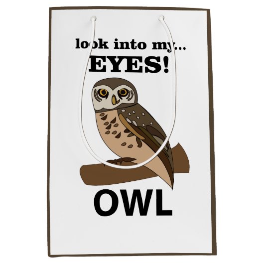 Uil kijk in mijn ogen uil medium cadeauzakje (Voorkant)