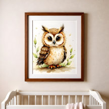Uil-kinderkamer-muurkunst – Bos-babykamer 