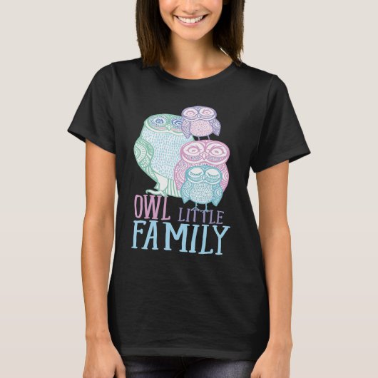 Uil kleine familie Vogel Humor Graphic T-shirt (Voorkant)
