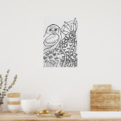 Uil kleuren poster 16 "x24" poster (Keuken)