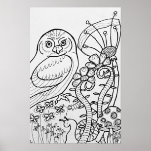 Uil kleuren poster 16 "x24" poster