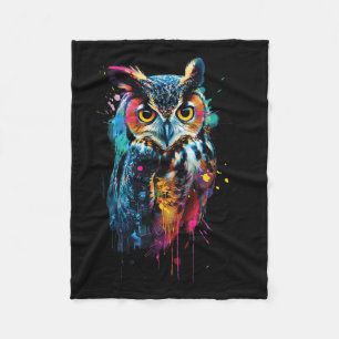 Uil kleurrijk fleece deken
