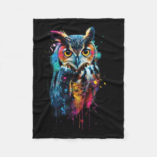Uil kleurrijk fleece deken (Voorkant)