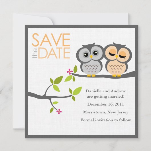 Uil Koppel Trouw Datum Bewaren Save The Date (Voorkant)
