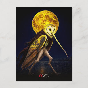 Uil korte cape gotische Surrealistiek Briefkaart