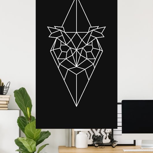 Uil kunst geometrisch ontwerp dier modern abstract poster (Thuiskantoor)