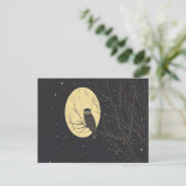  uil kunst onder een maanverlichte hemel briefkaart (Staand voorkant)