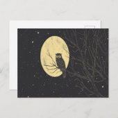 uil kunst onder een maanverlichte hemel briefkaart (Voorkant / Achterkant)