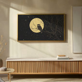 uil kunst onder een maanverlichte hemel poster