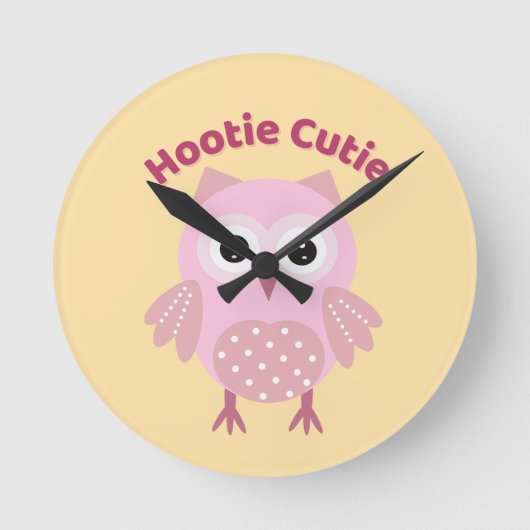Uil Kutje Roze Uil Wandklok (Voorkant)