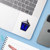Uil Lantaarn Sticker - Donkerblauw (Laptop met iPhone)