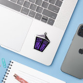 Uil Lantaarn Sticker - Paars (Laptop met iPhone)