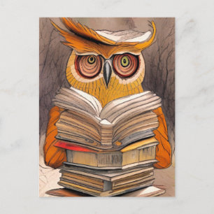 Uil leest - Kunstkaart Briefkaart