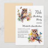 Uil Lente Bloemen Vlinders 70e Verjaardag Kaart (Voorkant / Achterkant)