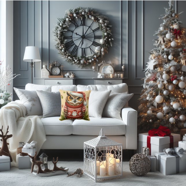 Uil leuk Kerstmis Kussen (Christmas throw pillow fun.)