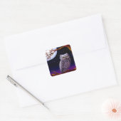 Uil Leuke Grappige Vogelkunst Wildlife Creationart Vierkante Sticker (Envelop)