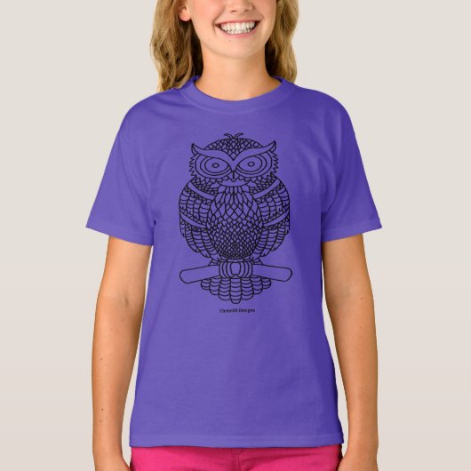Uil (levendig) - Basis T-shirt voor meisjes (Voorkant)