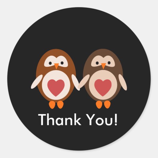 Uil liefde dank u sticker voor kaart (Voorkant)