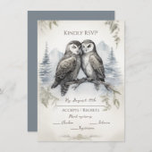 Uil Liefde Rustiek RSVP Notitiekaartje (Voorkant / Achterkant)