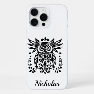 Uil Liefhebbers Rustieke Bossen Zwart Wit Boheems iPhone 16 Pro Max Hoesje