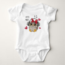 Uil luister muziek ontwerp baby romper