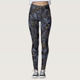 Uil lynx blad nacht ontwerp leggings