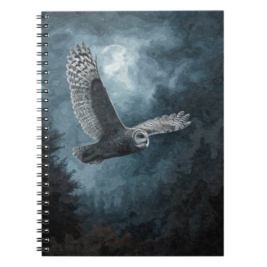 Uil maanverlichte vlucht notitieboek (Voorkant)