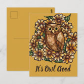 Uil madeliefjes briefkaart (Voorkant / Achterkant)