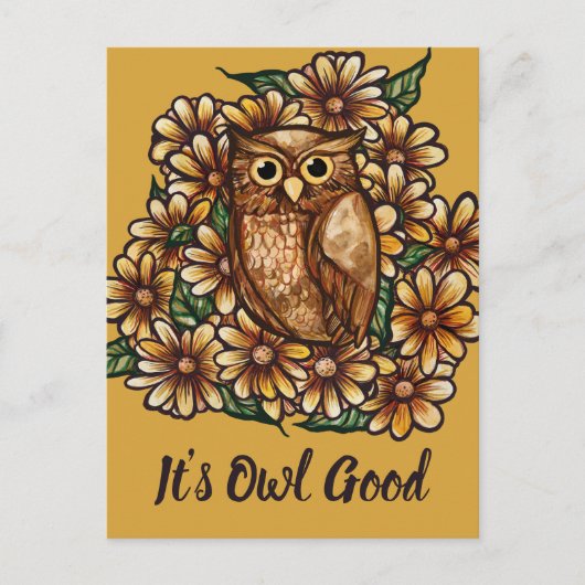 Uil madeliefjes briefkaart (Voorkant)
