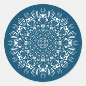Uil mandala ronde sticker (Voorkant)