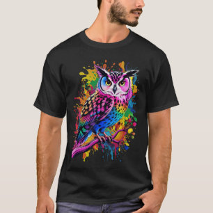Uil Mannen Vrouw Kleurrijke Waterverf Uil vriendin T-shirt